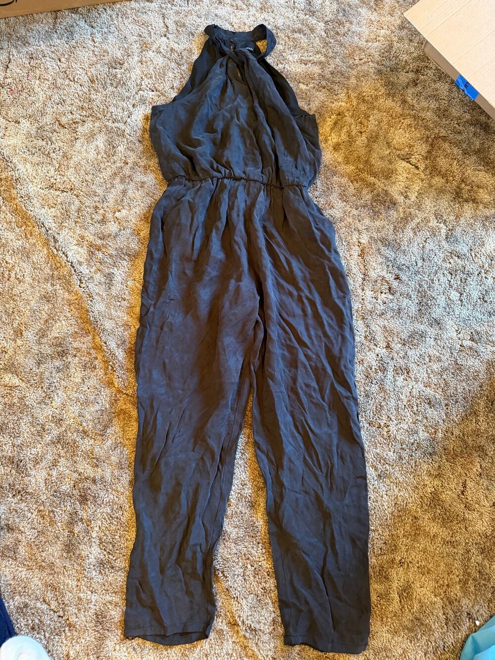 Greylin Anthropologie Corbett Halter Neck Jumpsuit Charcoal Black Minimalist